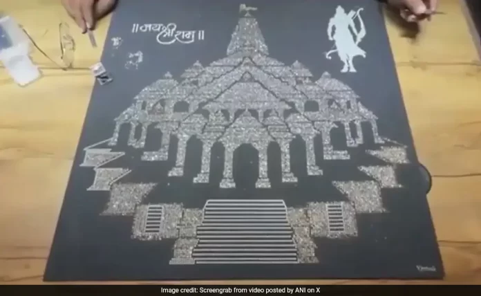 Surat Artist Makes Ram Temple Artwork Using 9,999 Diamonds